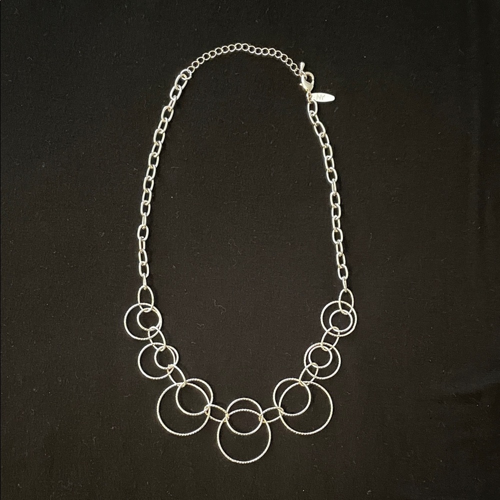 New York & Co Elegant Silver Circle Necklace